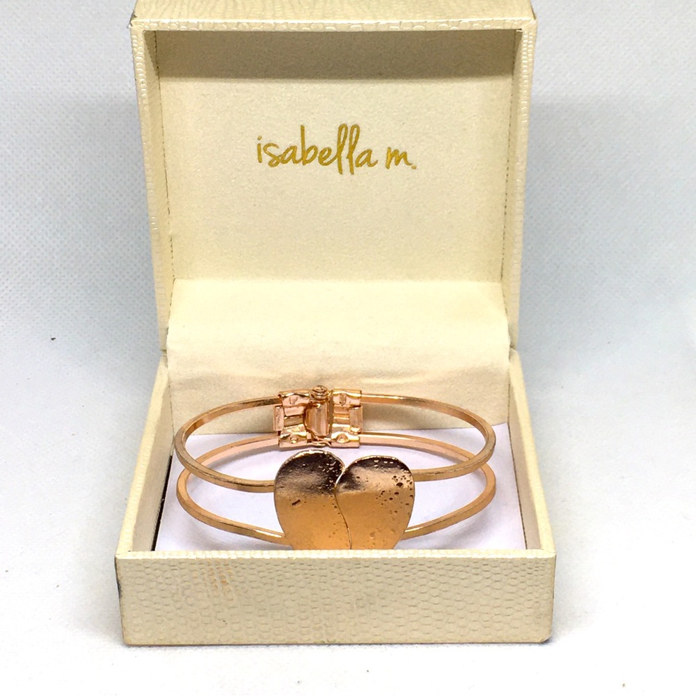 Isabella M Hinged Rose Gold Heart With Tears Bracelet, IOB